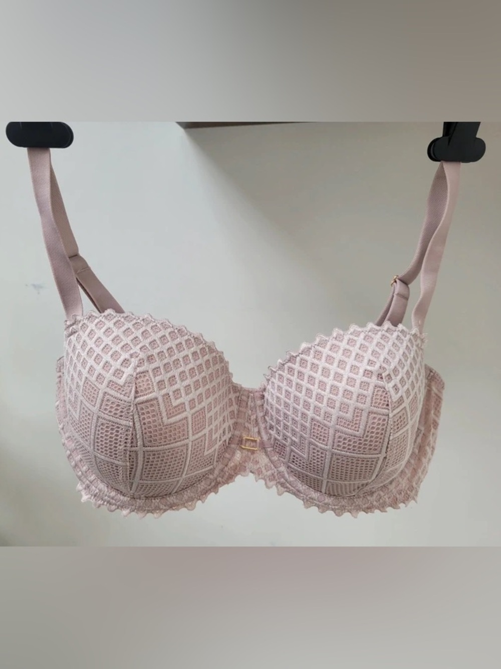 Lace Overlay Molded Cup Bra - Blush Pink